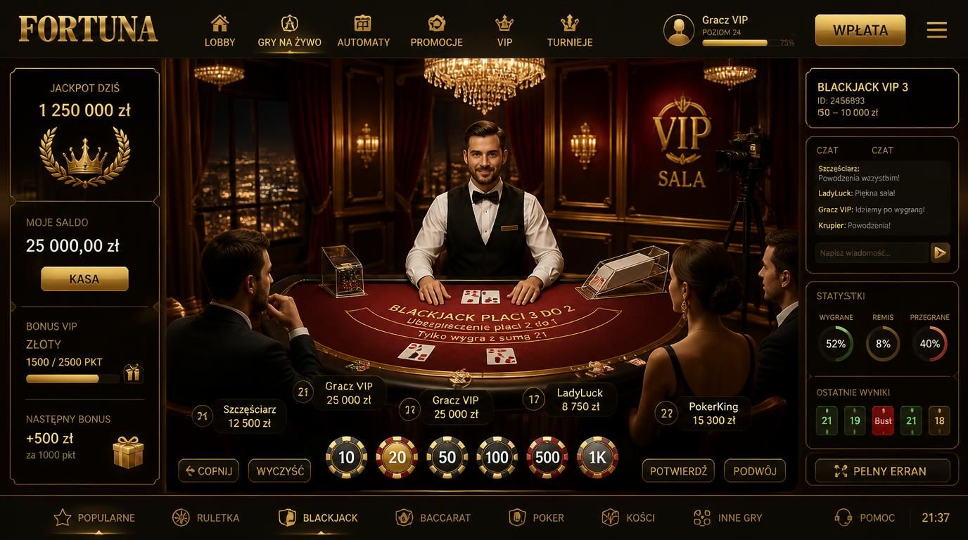 VIP turniej z mniejszą liczbą graczy przy stole, elegancki krupier
