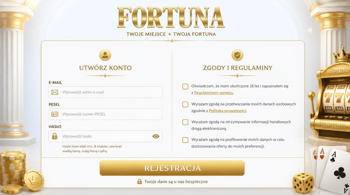 formularz rejestracyjny z polskimi polami i przyciskiem rejestracji